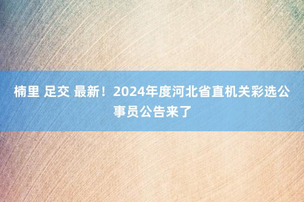 楠里 足交 最新！2024年度河北省直机关彩选公事员公告来了